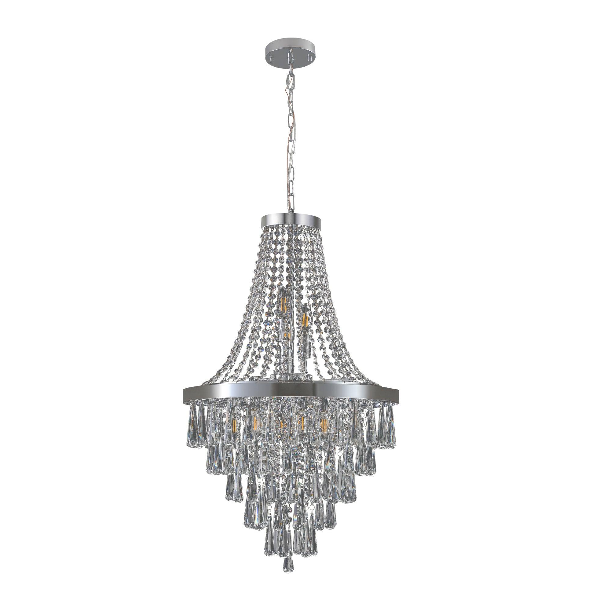 Modern Luxury Chromium Crystal Chandelier - Large Contemporary Ceiling Light Fixture for Dining Room & Foyer (Bulb Not Included) | Elegant Home Lighting Decor