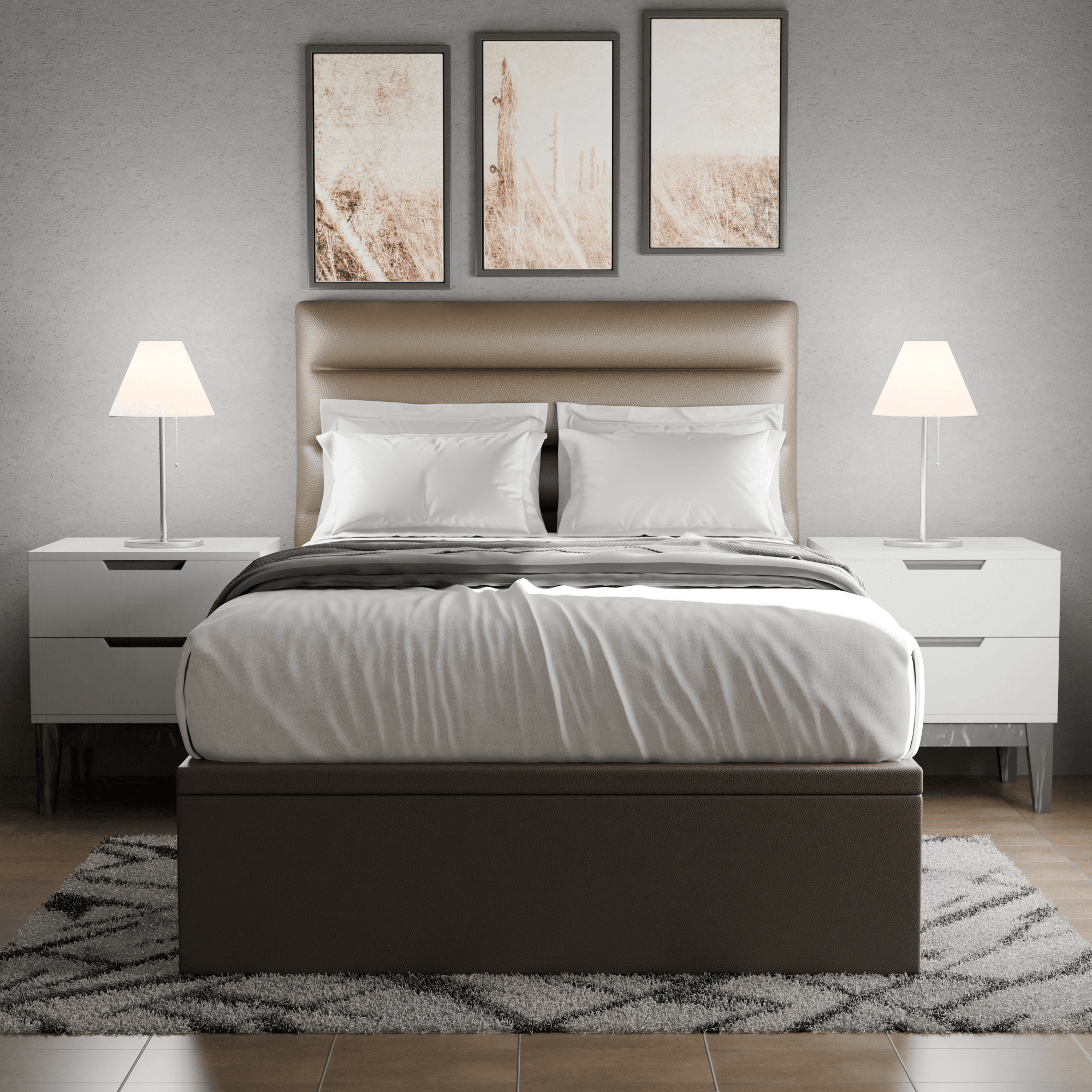 Keenan Faux Leather Upholstered Storage Bed Frame with Underbed Drawers - Perfect for Small Bedrooms, Guest Rooms & Studio Apartments
