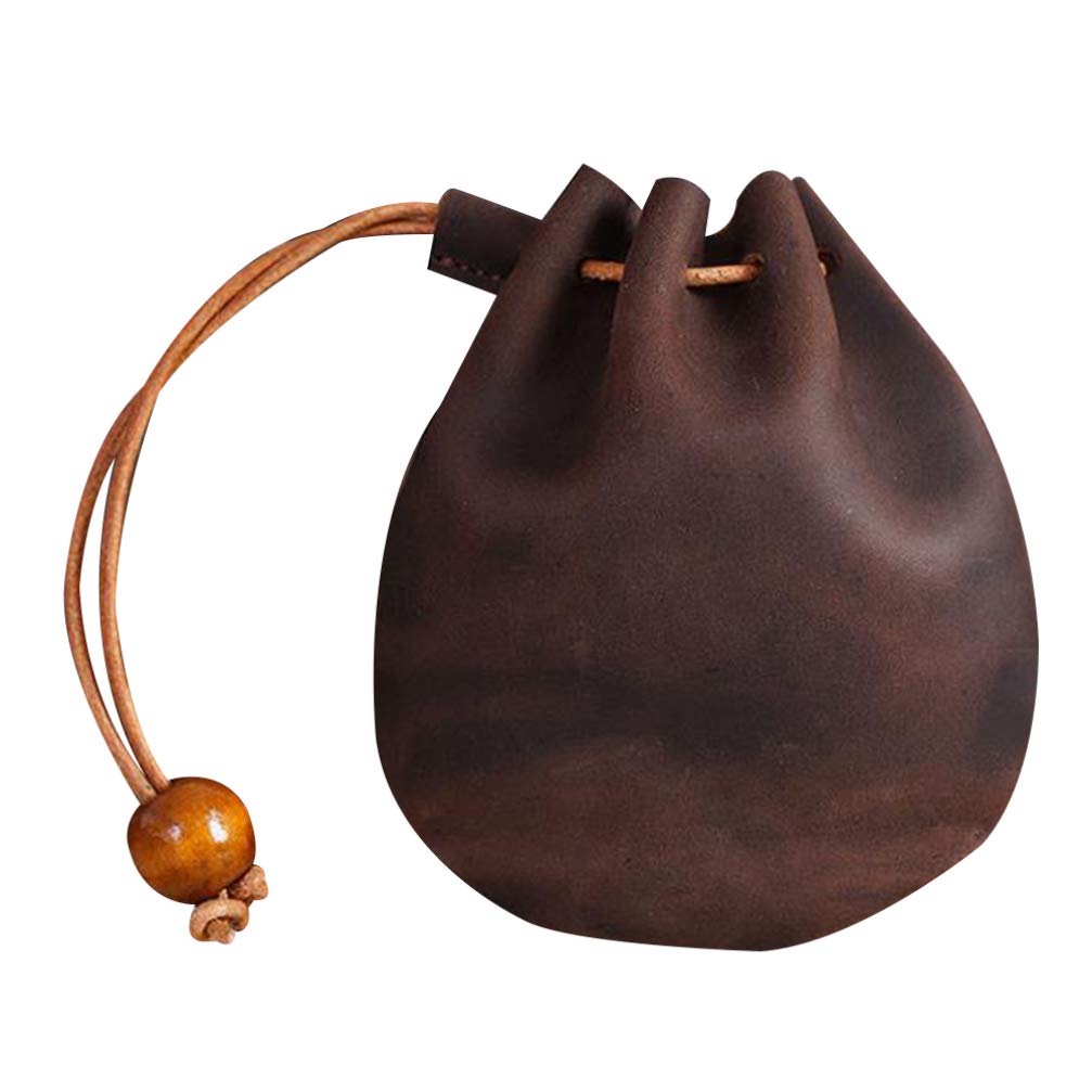Renaissance Leather Drawstring Pouch - Medieval Style Coin Purse & Change Holder for Men & Women (Coffee Brown) - Perfect for Renaissance Fairs, LARP Events & Historical Reenactments