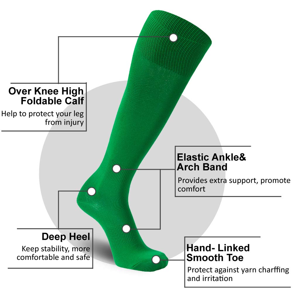FOOTPLUS Unisex Over Knee High Baseball Softball Socks - Solid Color Sports Socks for Rugby, Soccer & Homecoming - Perfect for Athletes & School Events