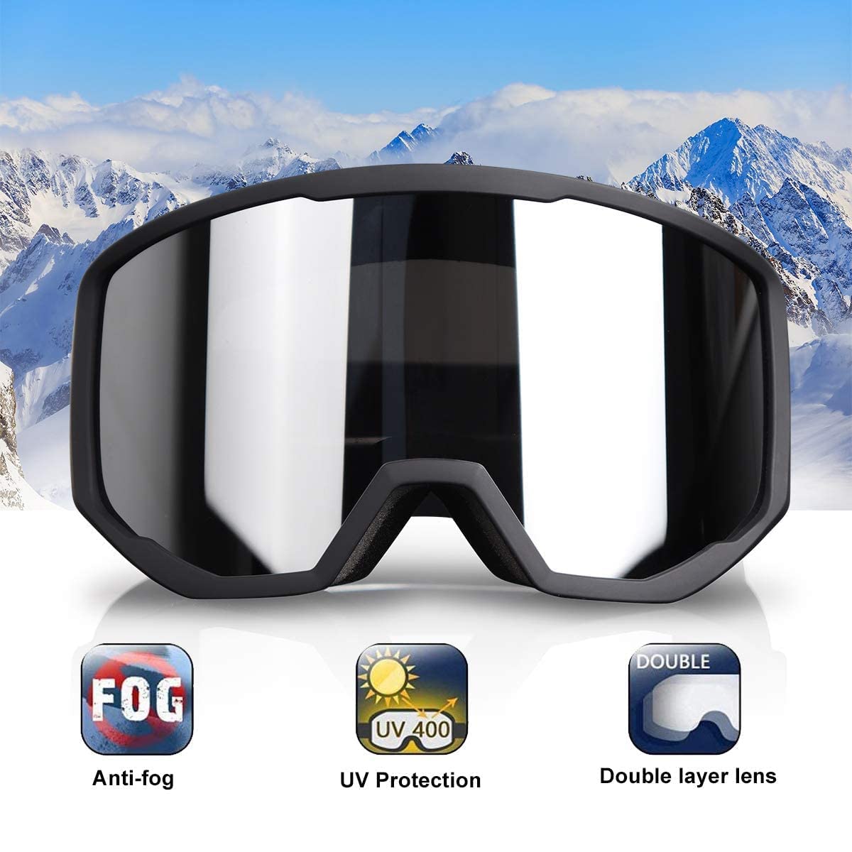 EXP VISION Parent-Child Ski Goggles Set - OTG Anti-Fog Snow Goggles with 100% UV400 Protection for Men, Women, Boys & Girls - Perfect for Family Skiing, Snowboarding & Winter Sports