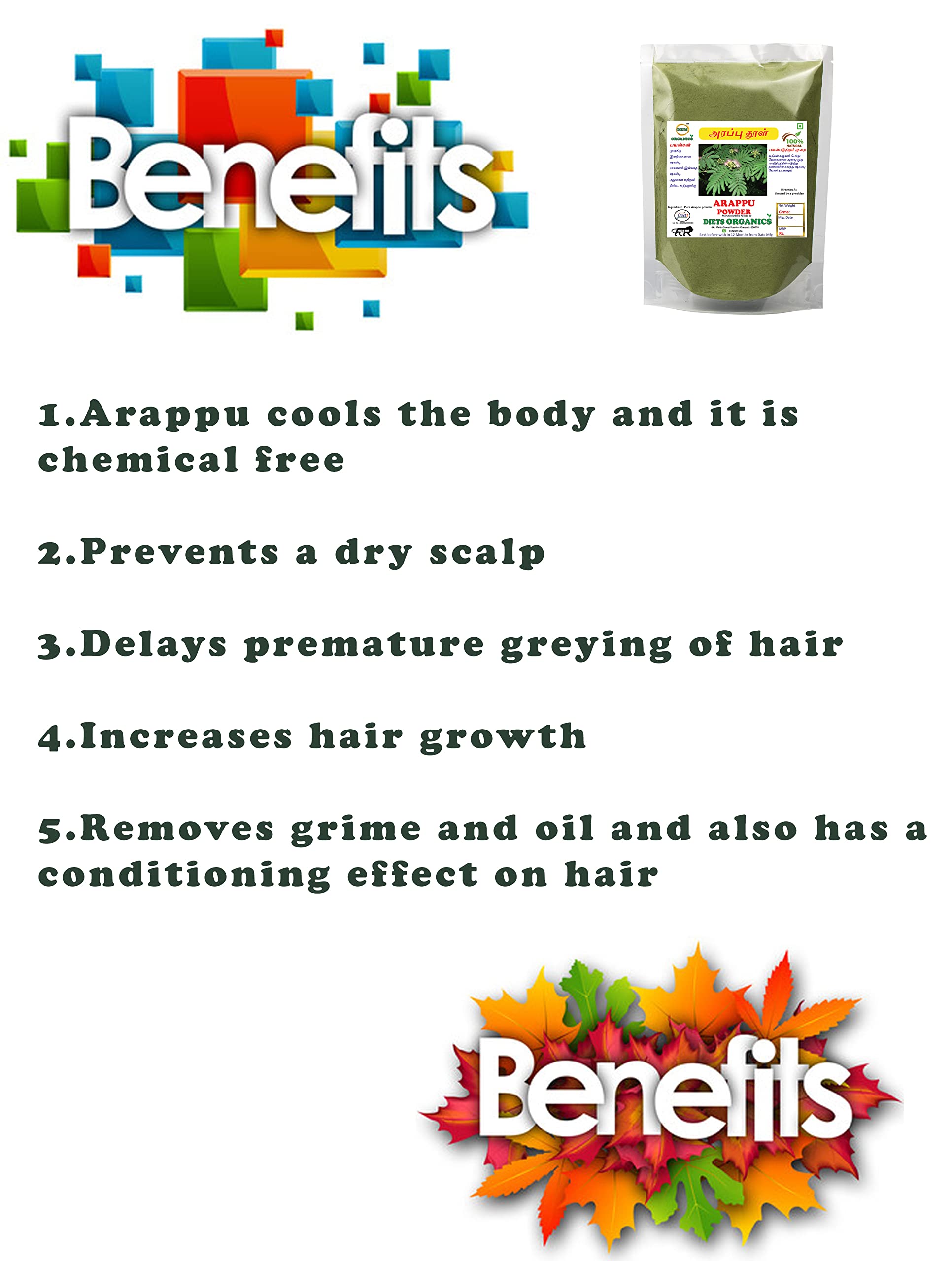 Organic Arappu Powder for Brown Hair - 50g Natural Hair Treatment | Promotes Healthy Hair Growth & Shine | Perfect for DIY Hair Masks & Ayurvedic Hair Care Routines
