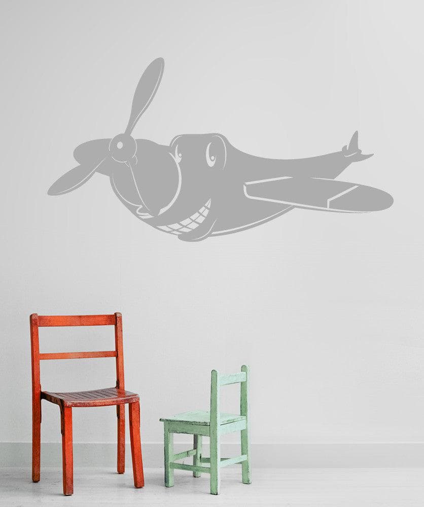 Happy Plane Vinyl Wall Decal Sticker - Removable Home Decor for Kids Room, Nursery, Playroom - #OS_MB313