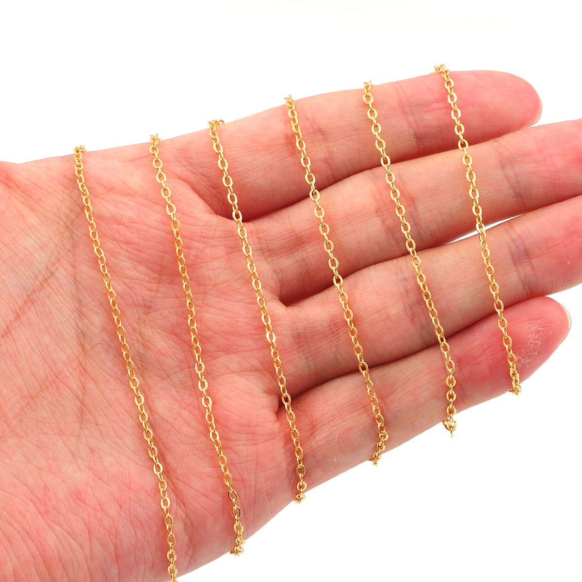 BEADIA 18K Gold Plated O Chain Necklace 2.0mm 2 Meters - Jewelry Making Supplies for DIY Bracelets, Necklaces & Craft Projects