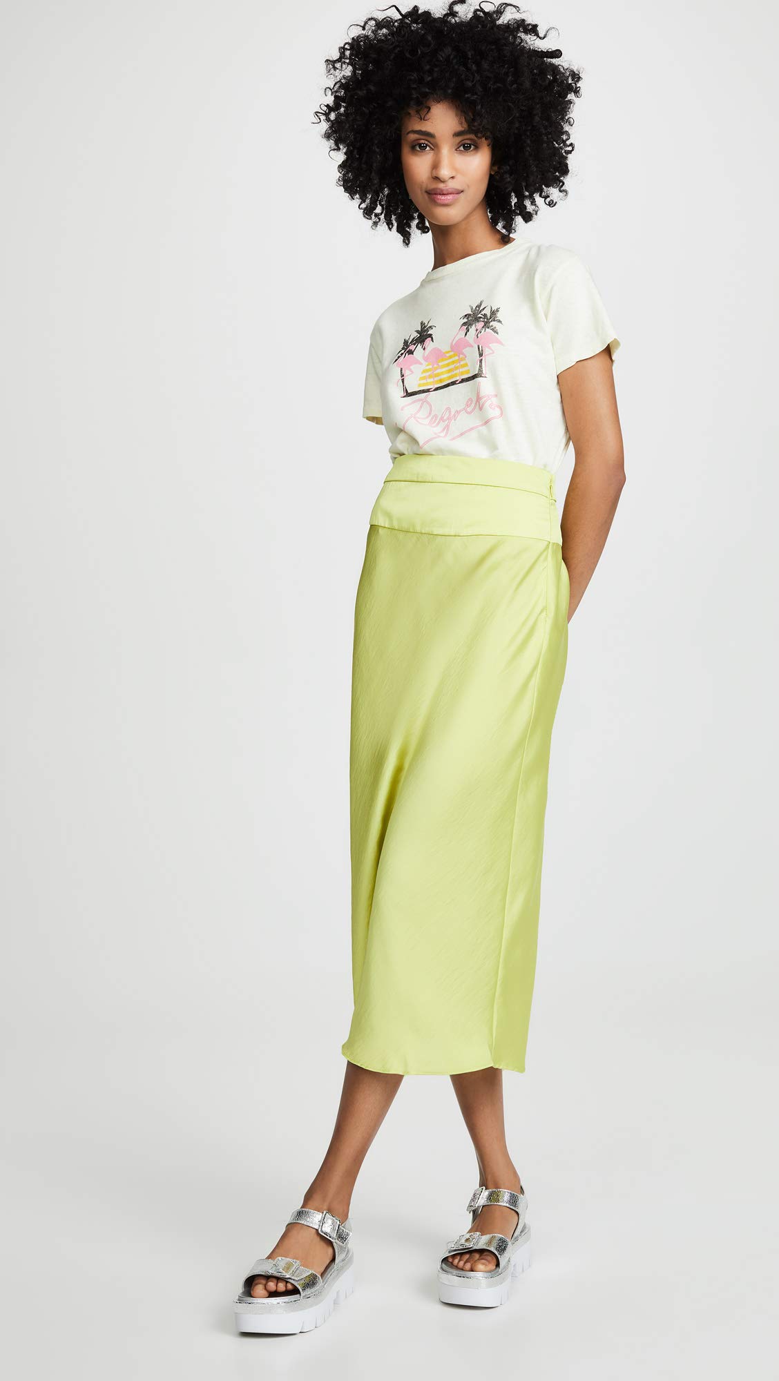 Free People Women's Normani Bias Skirt - Flowy Midi Skirt with Slit for Summer, Boho Style, Beach, Party & Casual Outfits