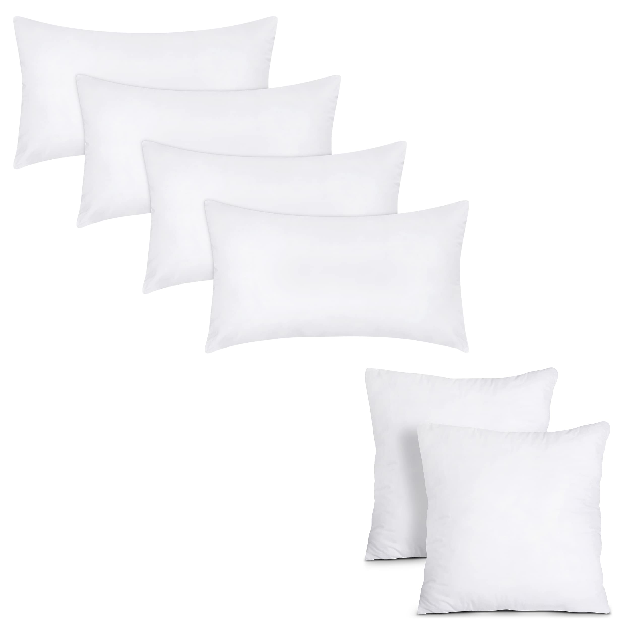Utopia Bedding Throw Pillows 12x20 & 18x18 (Pack of 6) - White Decorative Couch & Bed Pillows for Home Decor