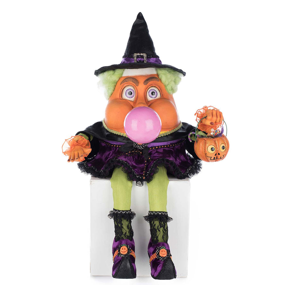 Bubbles the Witch Candy Corn Ledge Sitter Halloween Decor - Katherine's Collection | Perfect for Halloween Home Decor, Shelf Display & Spooky Party Decoration