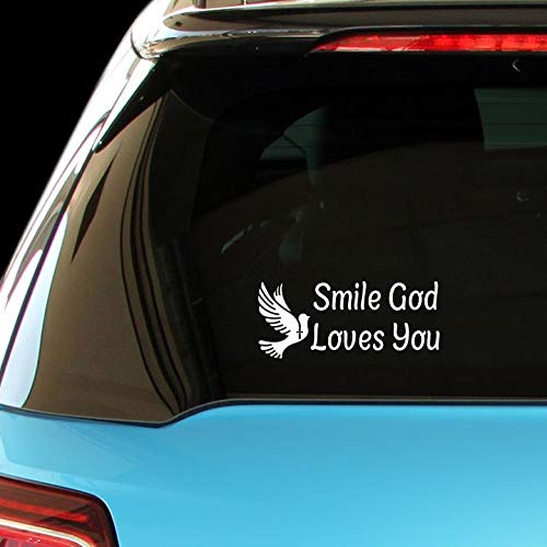 Smile GOD Loves You - Inspirational Christian Vinyl Decal for Car, Laptop, Wall - Perfect for Home, Office & Church Decor