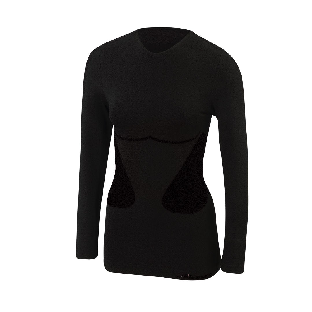 Factor 1 Plus Women's Thermal Long Sleeve Base Layer Stretch Top - Black - Perfect for Hiking, Skiing & Winter Outdoor Activities