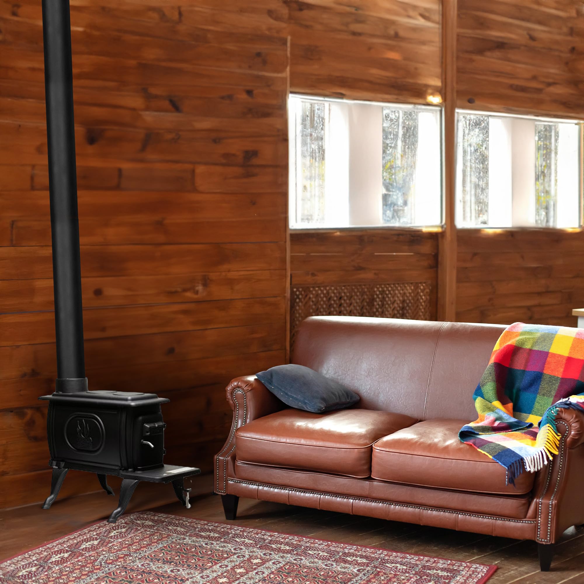 US Stove Company Cast Iron Wood Stove with Cool-Touch Safety Handle - 54,000 BTU High-Efficiency Heater for Cabins, Homes & Outdoor Use