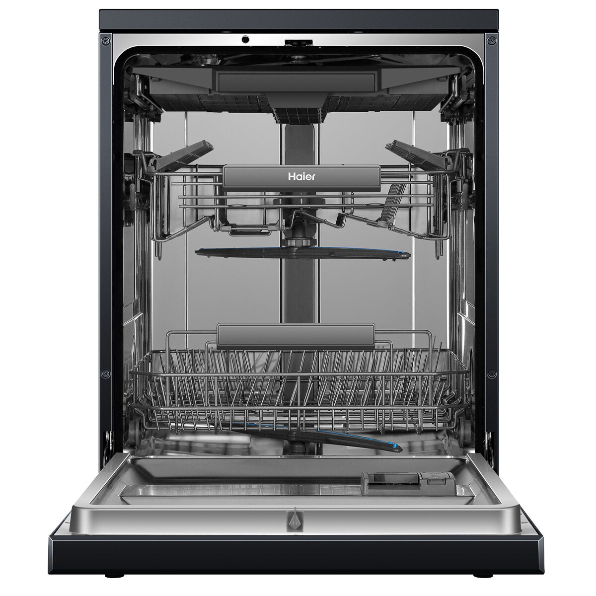 Haier 600 Series Freestanding Dishwasher with Steam Function - 15 Place Settings, Black (HDW15F3B1) - Perfect for Large Families & Entertaining Guests