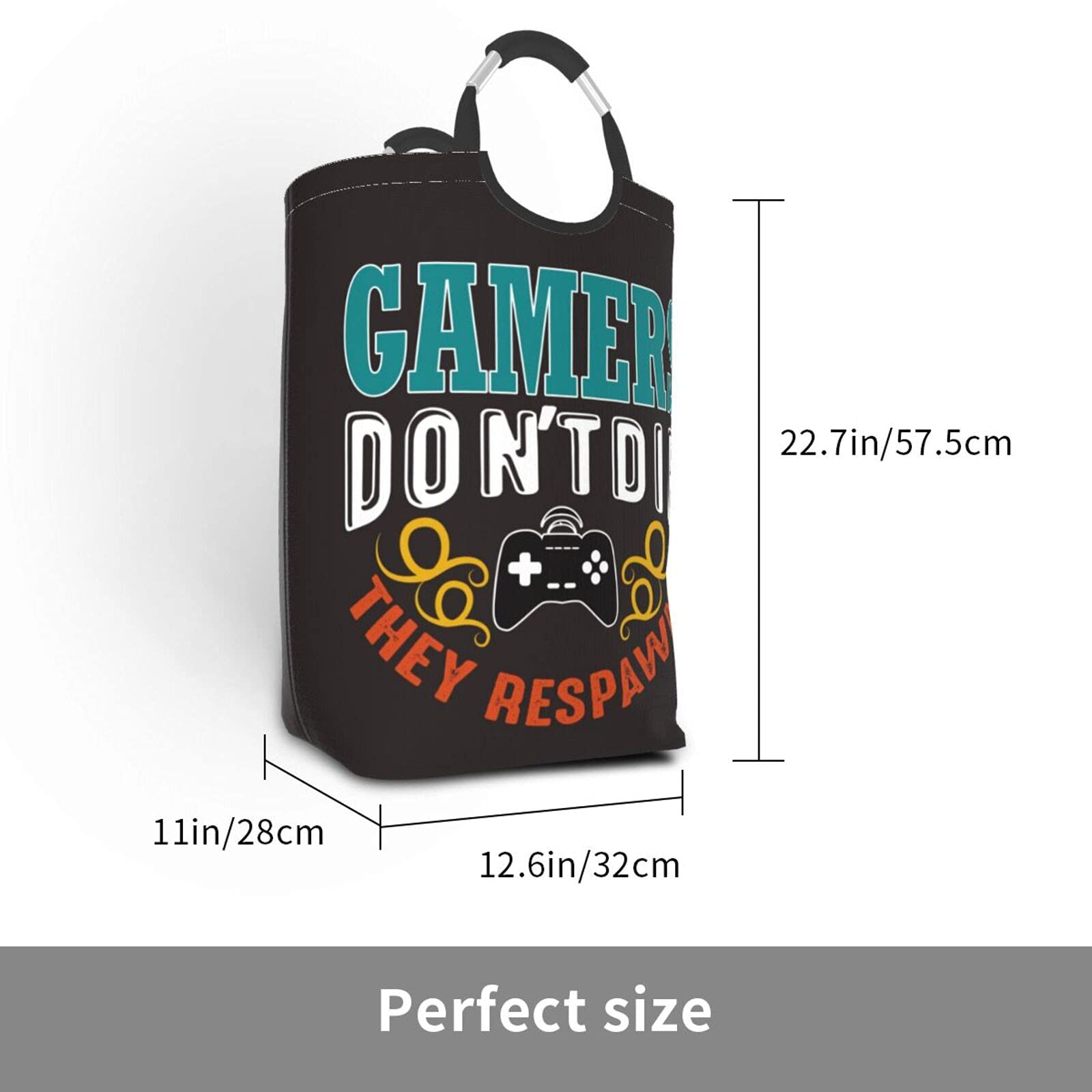 Gaming-Themed Laundry Basket with Handles - Foldable Clothes Hamper & Storage Organizer for Gamers | Perfect for Bedroom, Bathroom, Dorm & Game Room Organization | Great for Dirty Clothes, Toys & Accessories