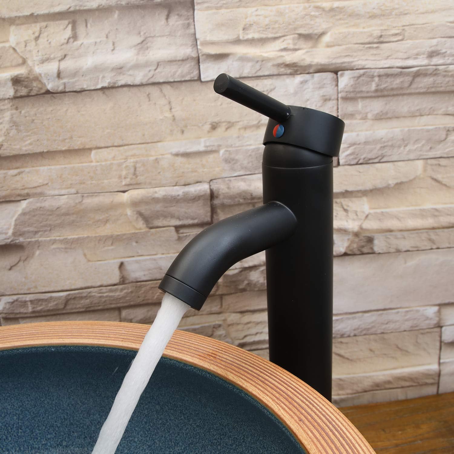 Black Single Handle One Hole Commercial Bathroom Vessel Sink Faucet with Pop-Up Drain & Supply Lines - Perfect for Modern Vanities, Restaurants, and Hotel Lavatories