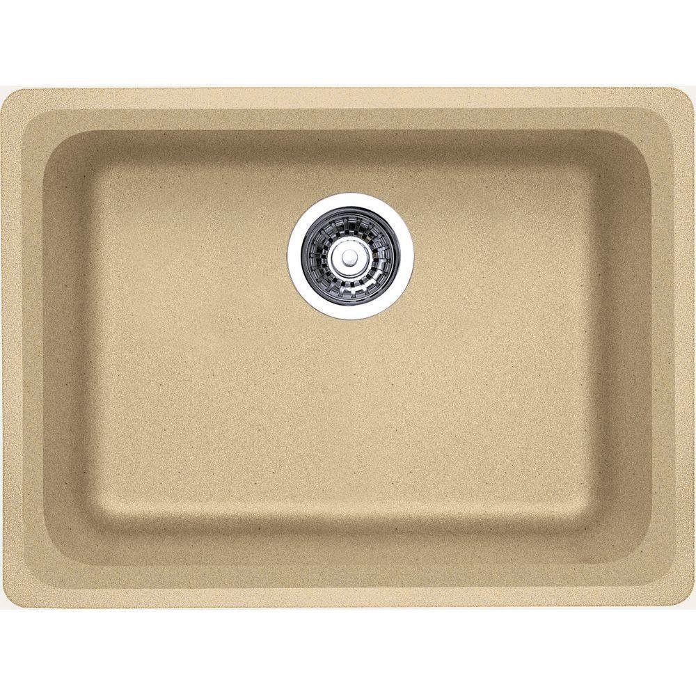 Blanco Vision Undermount Composite 24x18x8 Single Bowl Kitchen Sink in Biscotti | 0 Hole Design | Durable & Stylish for Modern Kitchens | Perfect for Meal Prep & Cleanup