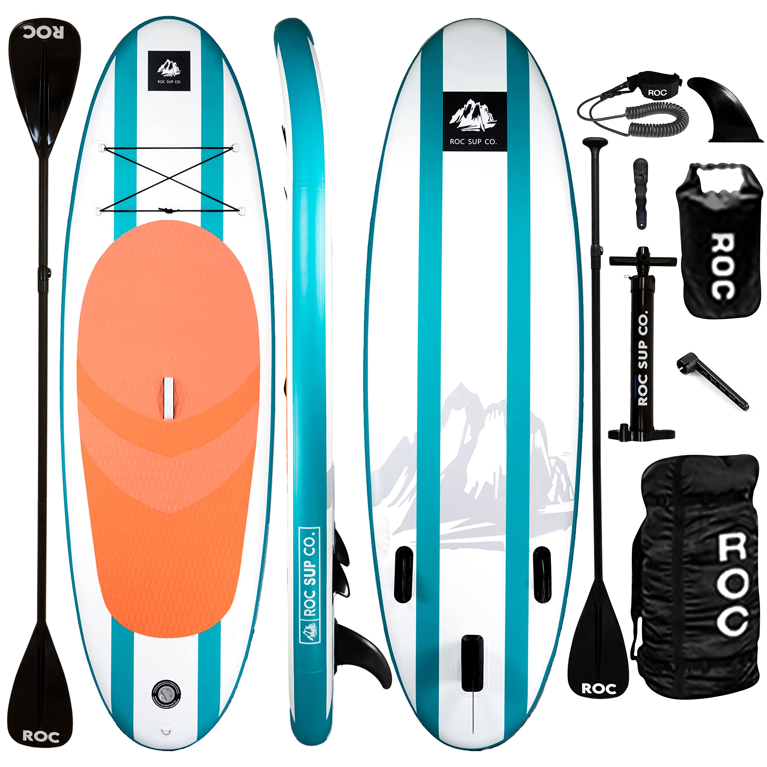 **Roc Inflatable Stand Up Paddle Board (SUP) with Premium Accessories – Wide, Stable Design & Non-Slip Deck for Youth & Adults – Perfect for Lakes, Rivers & Ocean Adventures**