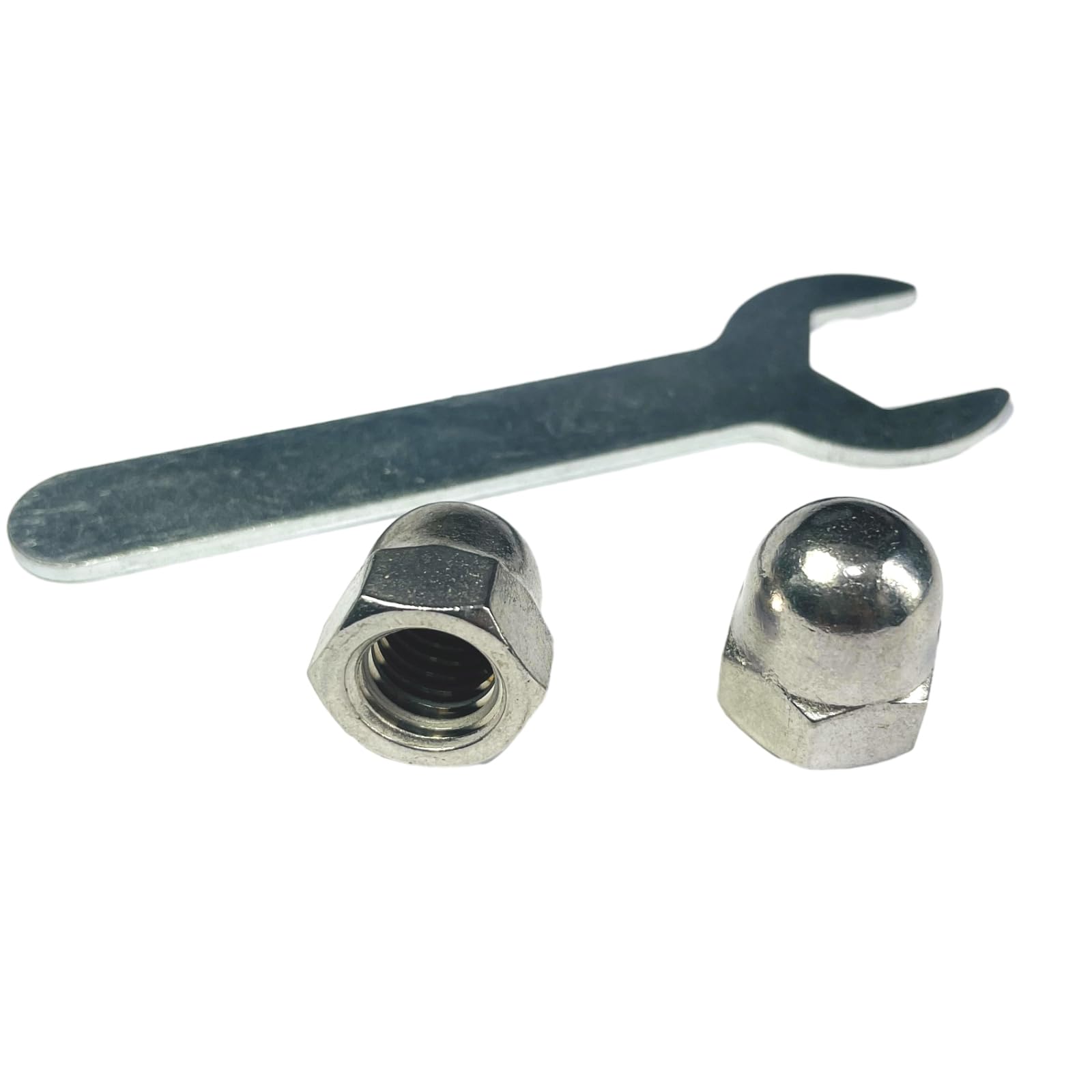 10pcs 7/16-14 Acorn Cap Nuts, 304 Stainless Steel Dome Head Hex Nuts with Bright Finish - 18-8 Grade Hardware for Automotive, Furniture & DIY Projects - Open End Wrench Compatible