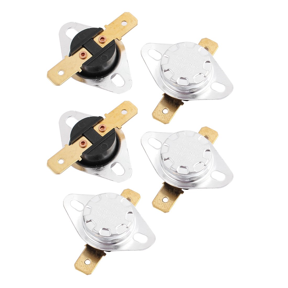 5 Pcs KSD301 Thermostat Temperature Control Switch - 250V 10A 90C Thermal Accessories for HVAC, Refrigerators & Home Appliances | Reliable Temperature Regulation for Safety & Efficiency