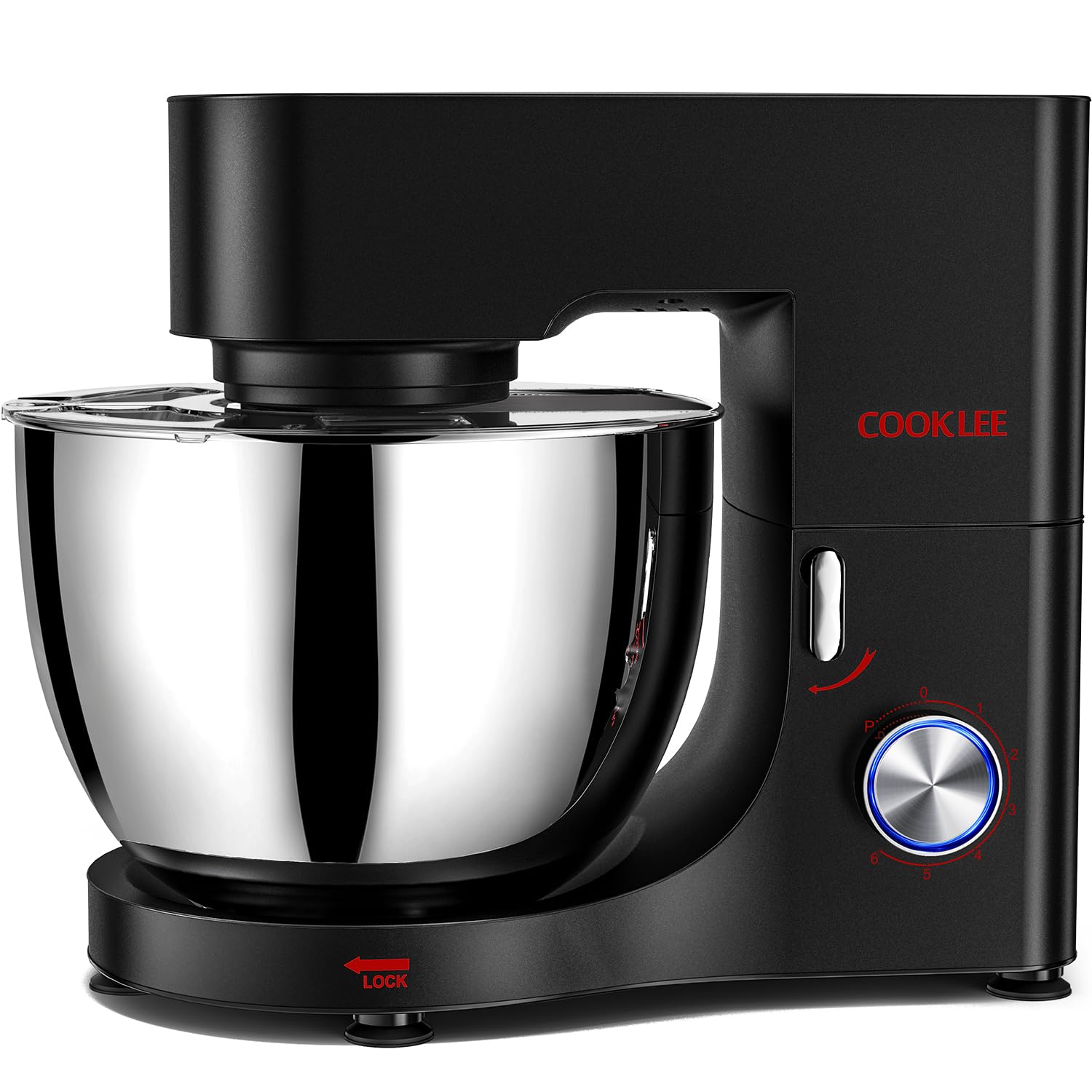 COOKLEE 9.5 Qt 660W Stand Mixer - Powerful Electric Kitchen Mixer with Dishwasher-Safe Dough Hook, Flat Beater, Wire Whip & Pouring Shield - Perfect for Baking Bread, Cakes, Cookies & More - Ideal for Home Bakers & Cooking Enthusiasts - Black