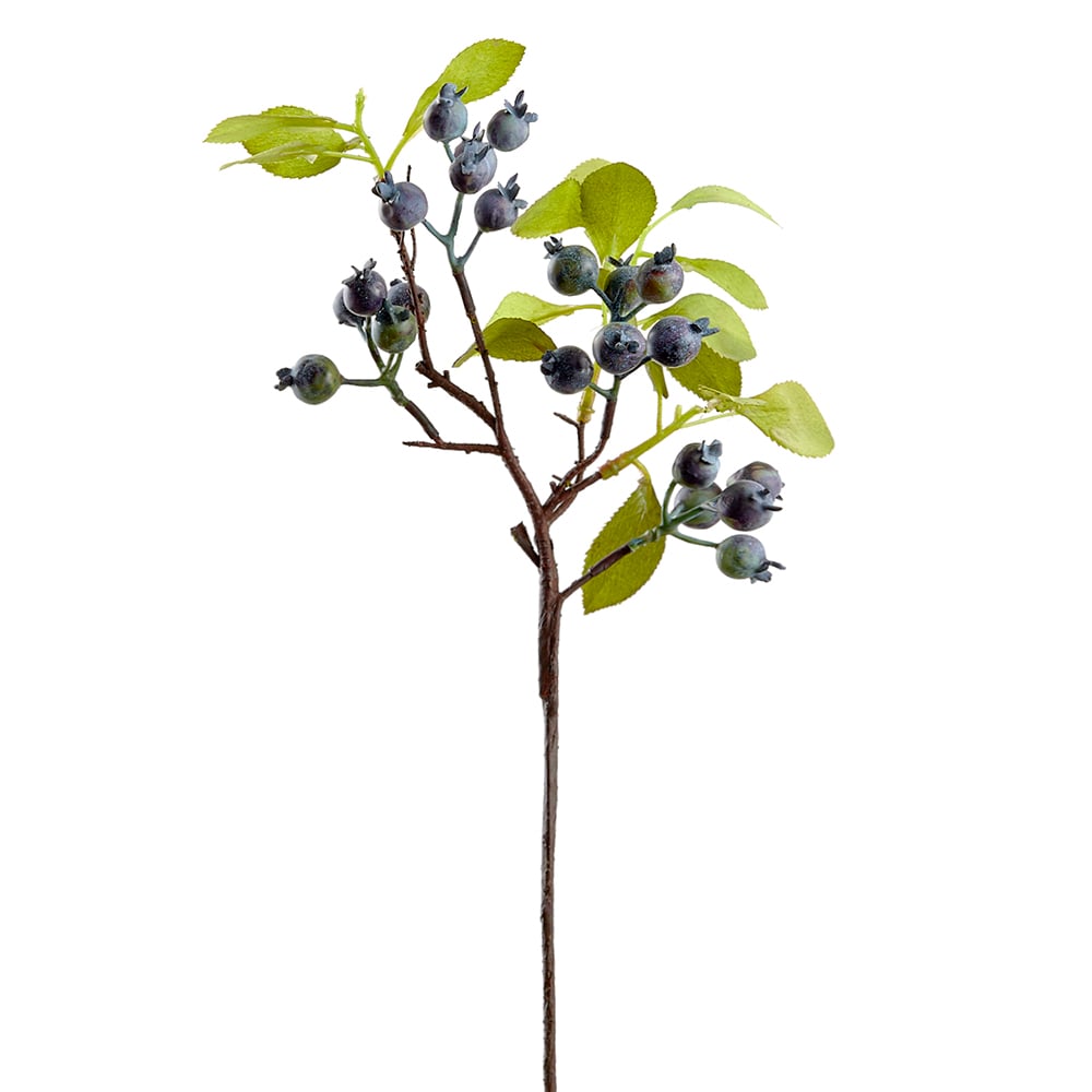 16 Pack Artificial Blue Berry Stems - Realistic Faux Berry Picks for DIY Floral Arrangements, Wedding Decor, and Home Centerpieces