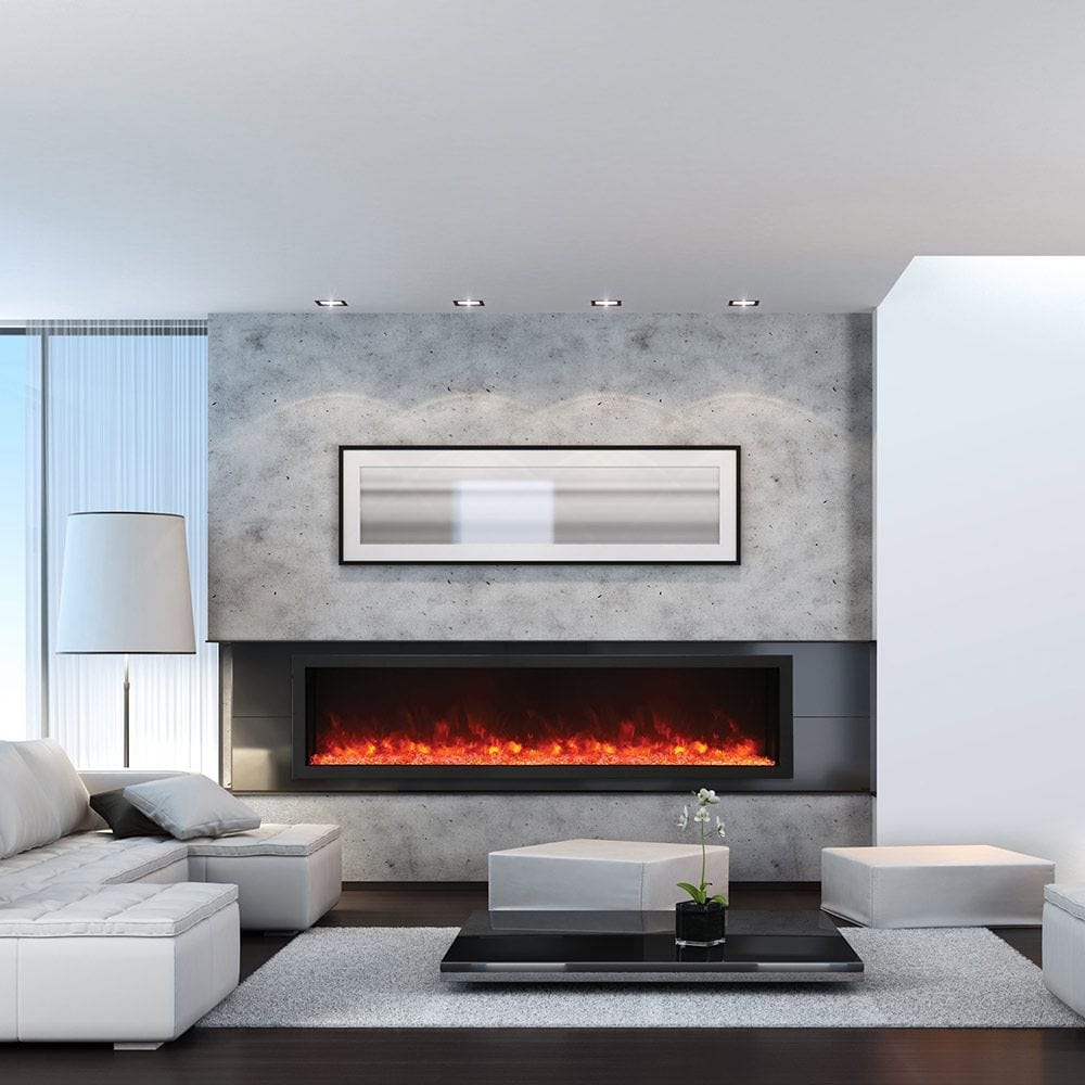 Amantii Panorama XT 60 Inch Indoor/Outdoor Smart Electric Fireplace - WiFi Enabled, Remote Control, Realistic Flames (BI 60 DEEP XT) - Perfect for Living Rooms, Patios & Winter Heating