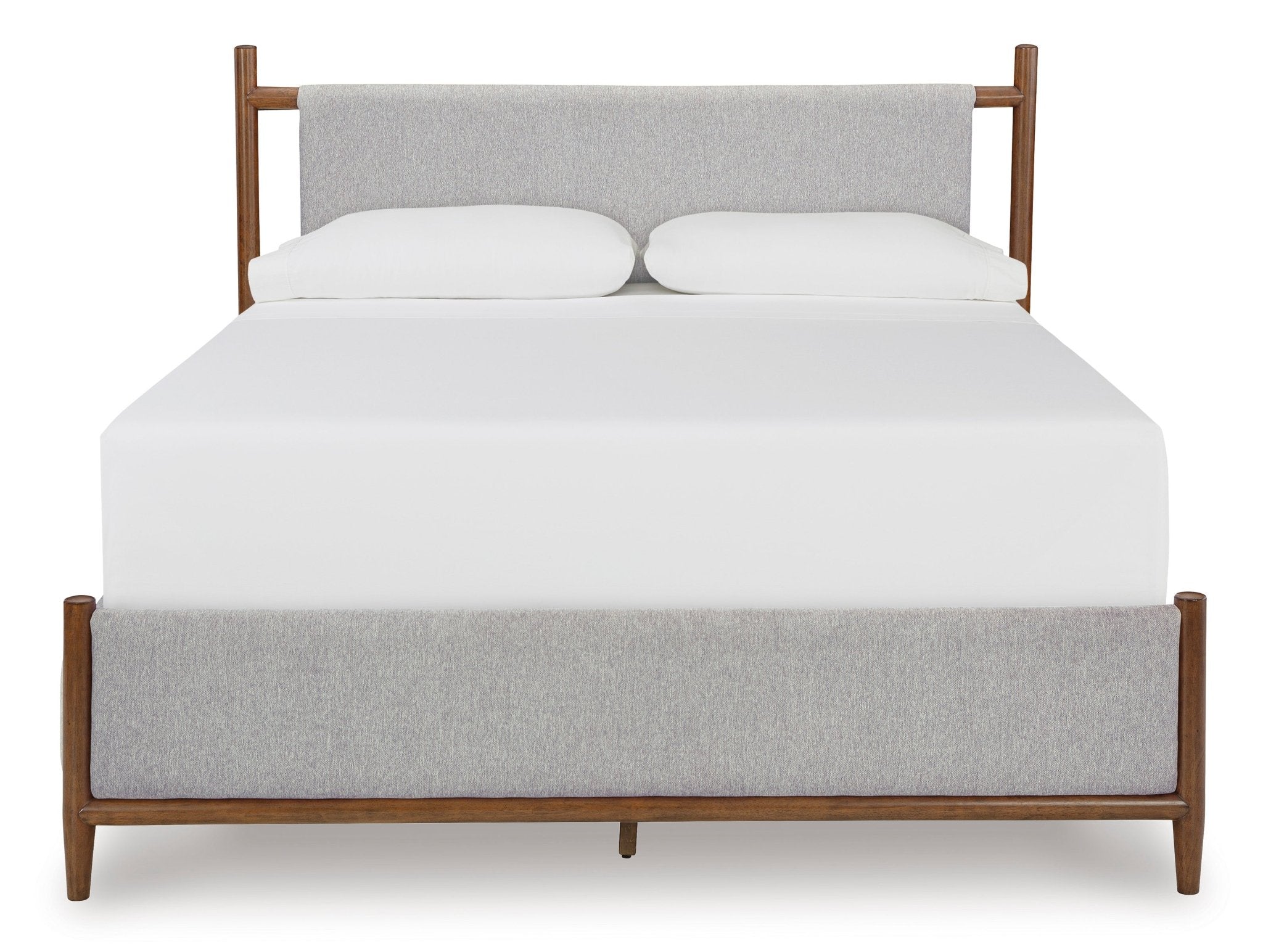 Lynn King Bed Frame - Queen Size Bed with Upholstered Headboard, Sturdy Metal Platform & Noise-Free Support - Perfect for Master Bedroom, Guest Room & Apartment Sleeping