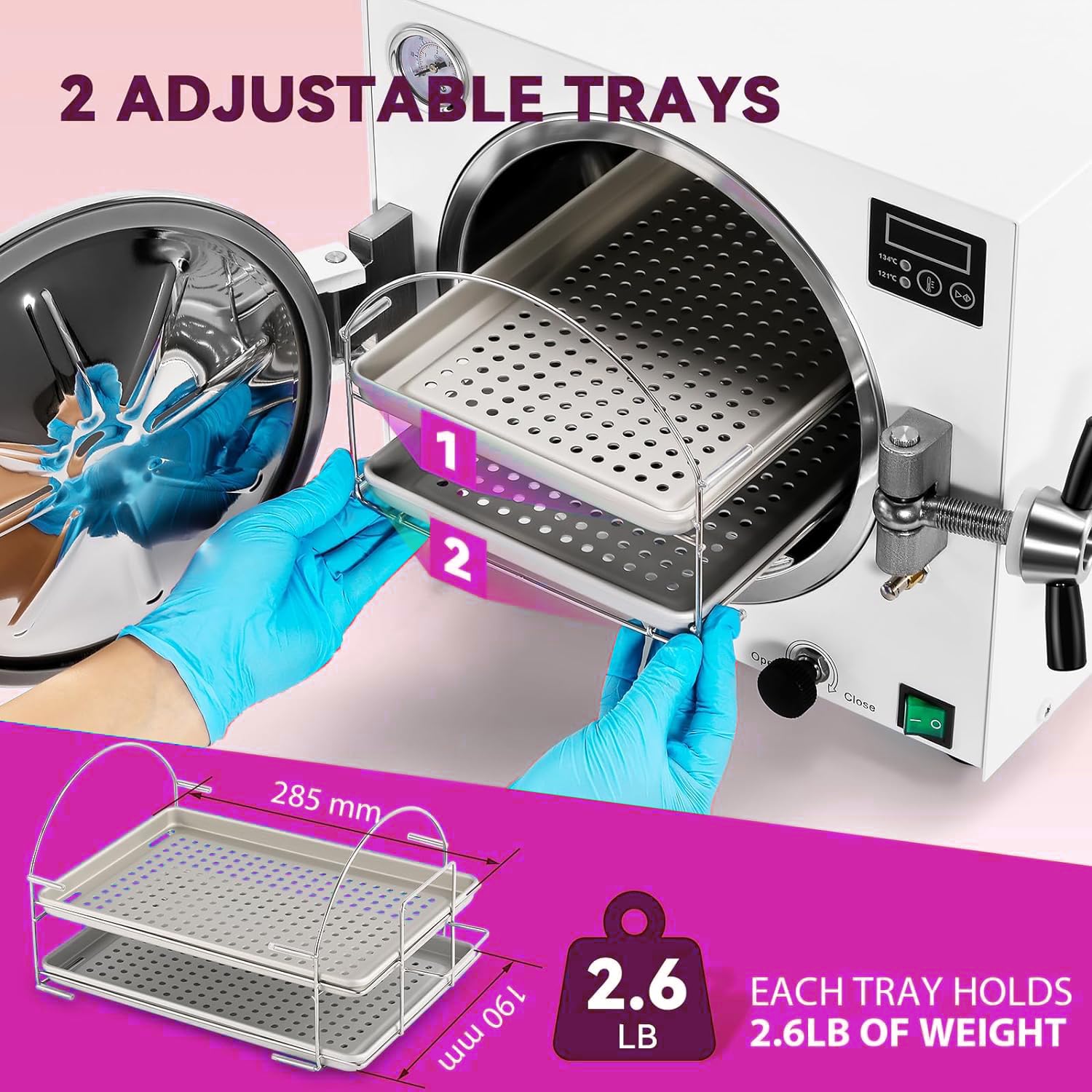 18L Benchtop Autoclave Sterilizer E218 - High Temperature Steam Sterilization with Digital Chip Control - Lab & Medical Equipment for Small Offices & Clinics - Fast US Shipping (Ideal for Dental Tools, Tattoo Equipment & Beauty Salon Sterilization)