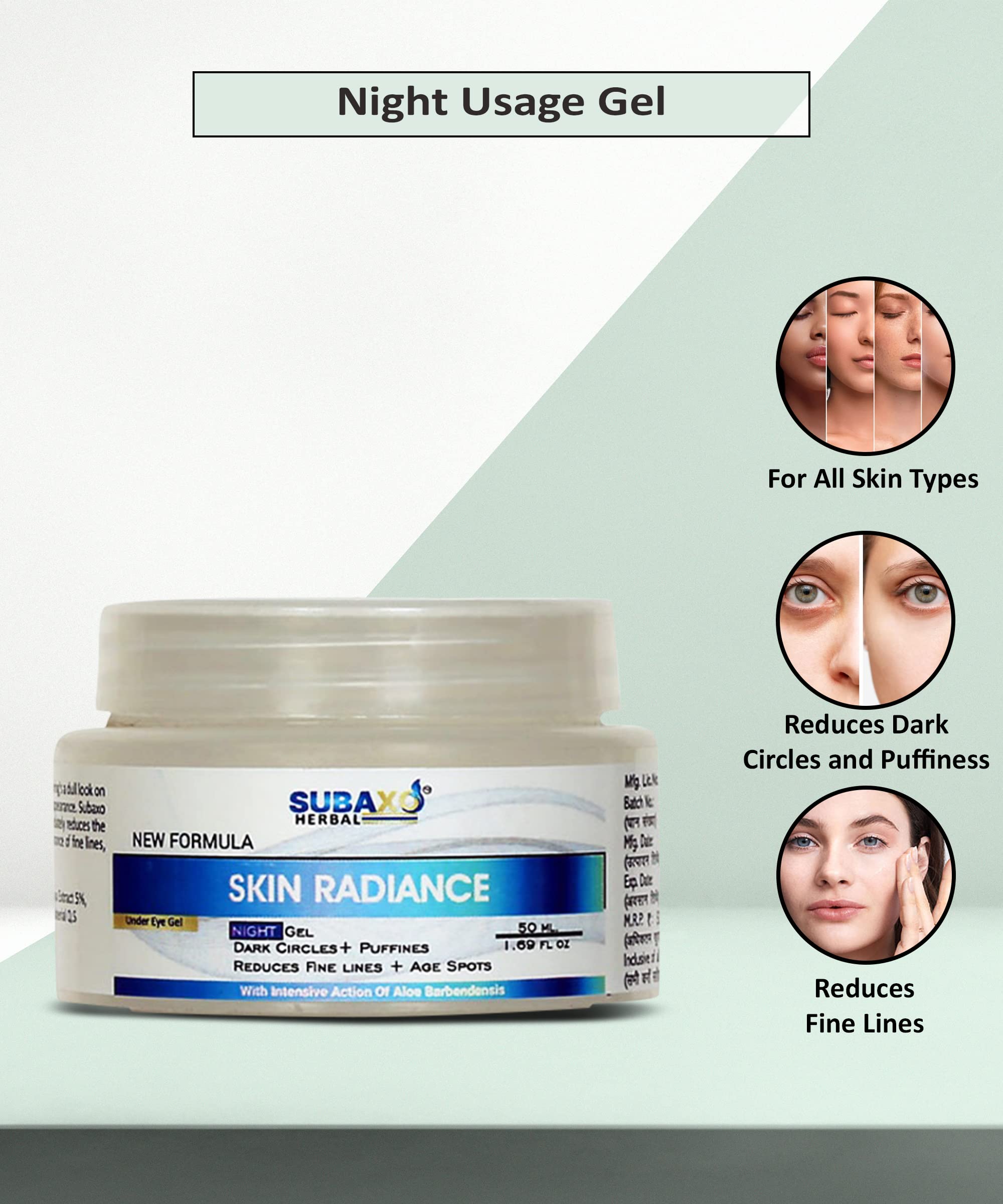 Subaxo Under Eye Cream Gel - Dark Circle Reducer, Anti-Aging Treatment for Women & Men | Hydrating Night Face Gel for Skin Radiance | Perfect for Acne-Prone Skin | Use Before Bed for Brighter, Youthful Eyes