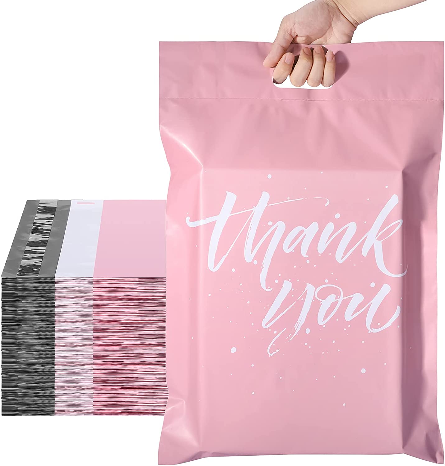 14.5x19 Inch Self Sealing Poly Mailer Shipping Bags with Handle - Sakura Pink | Waterproof Mailing Envelopes for Ecommerce, Clothing & Subscription Boxes | Perfect for Online Stores, Boutiques & Small Businesses