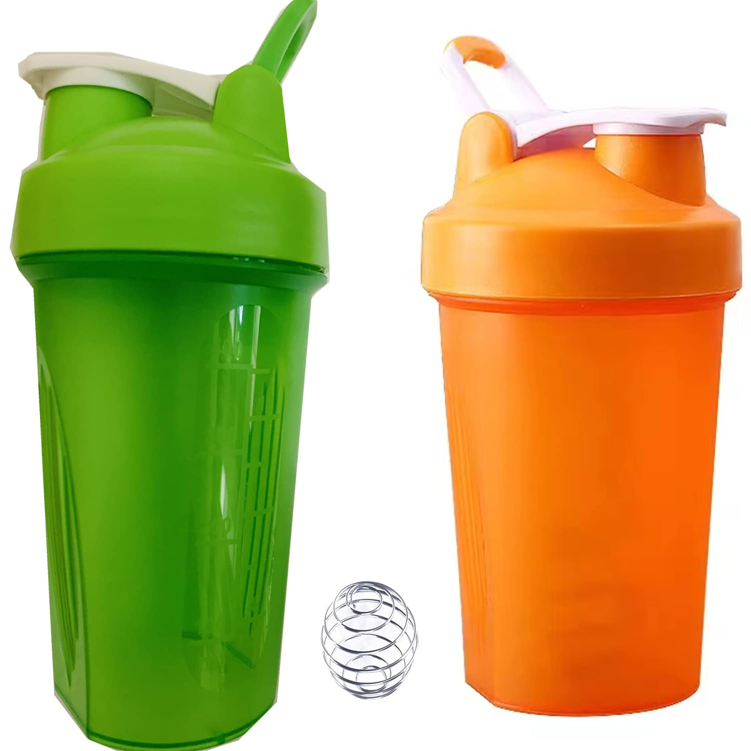 Premium 28 oz BPA-Free Protein Shaker Bottle with Stainless Steel Whisk Ball - 2 Pack (Orange & Green) - Ideal for Gym, Workouts, Smoothies & Meal Replacement Drinks