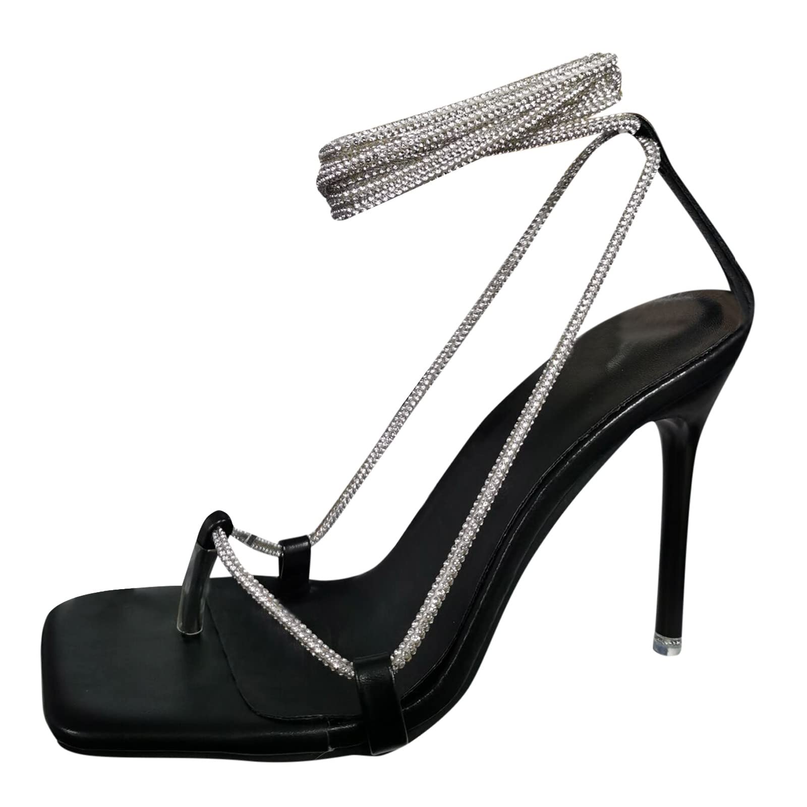 Elegant Strappy Lace-up High Heels for Women - Size 9 Summer Casual Sandals with Breathable Diamond Design | Perfect for Homecoming, Parties & Date Nights