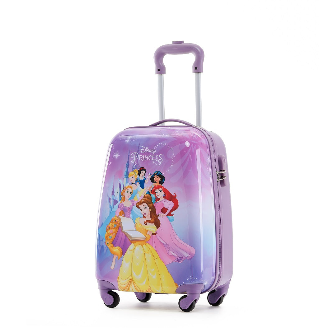 Disney Princesses DIS168 17-Inch Small 4-Wheel Hard Shell Suitcase Purple - Perfect for Kids Travel, School Trips & Sleepovers