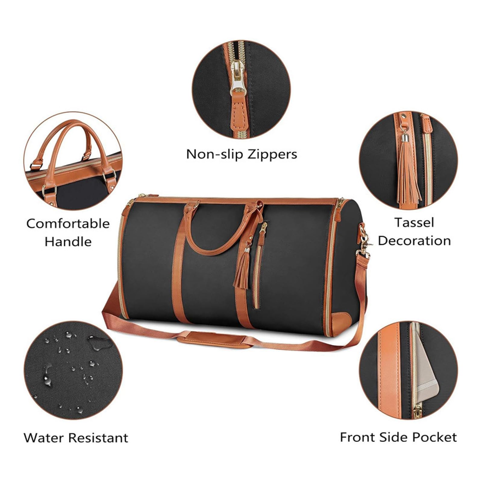 Emmafy Foldable Travel Carry-On & Garment Bag for Business Trips - Black Luggage Organizer for Suits, Dresses & Clothes | Perfect for Airplane, Hotel & Business Travel