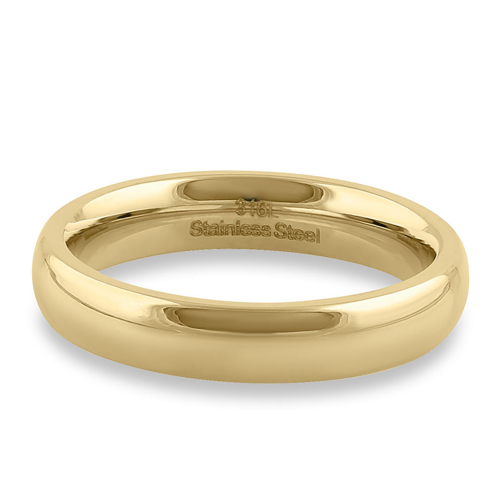 4mm Yellow Gold High Polish Stainless Steel Band Ring - Elegant & Durable Jewelry for Men & Women, Perfect for Weddings, Anniversaries & Everyday Wear