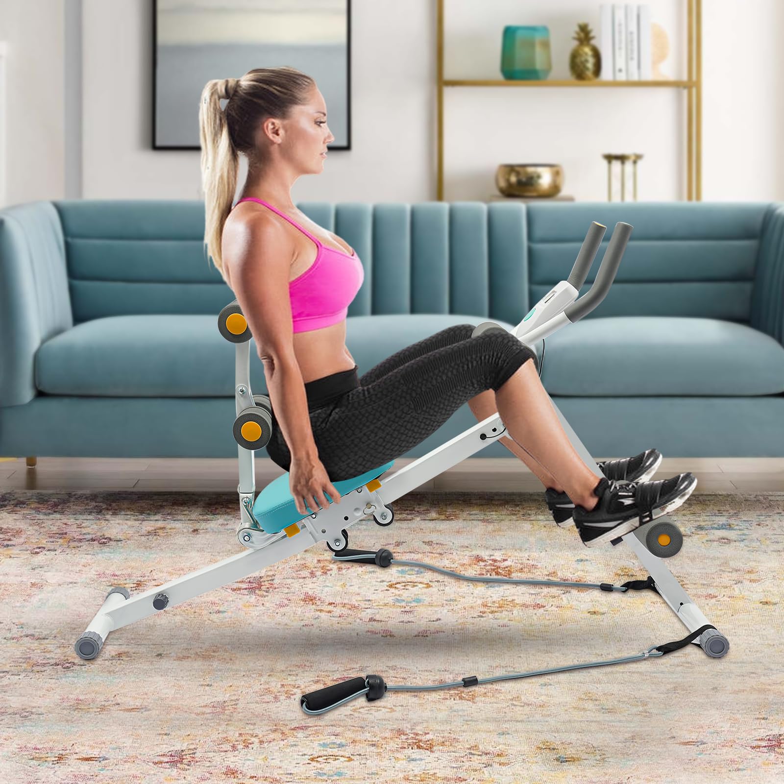 **Ab Trainer Machine for Core Workouts - Adjustable Resistance Bands & LCD Display - Full Body Waist Trainer for Adults - Home Gym Equipment for Abs, Back & Posture**    *(Ideal for Home Fitness, Post-Pregnancy Recovery, and Strength Training)*