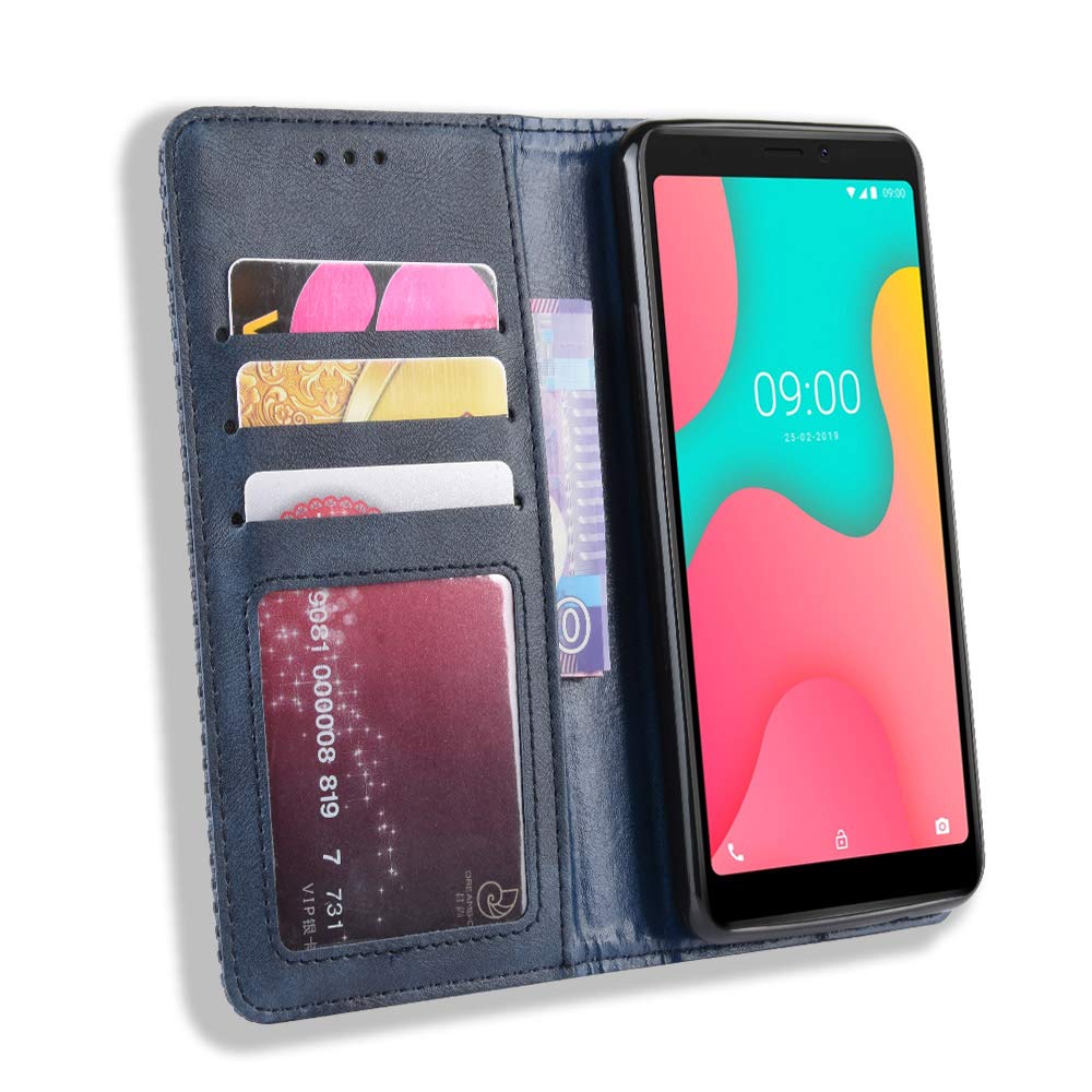 Premium PU Leather Flip Case Cover for Wiko Y60 M2605 - Slim Protective Phone Case with Card Slots (Blue) | Perfect for Work, Travel & Everyday Use