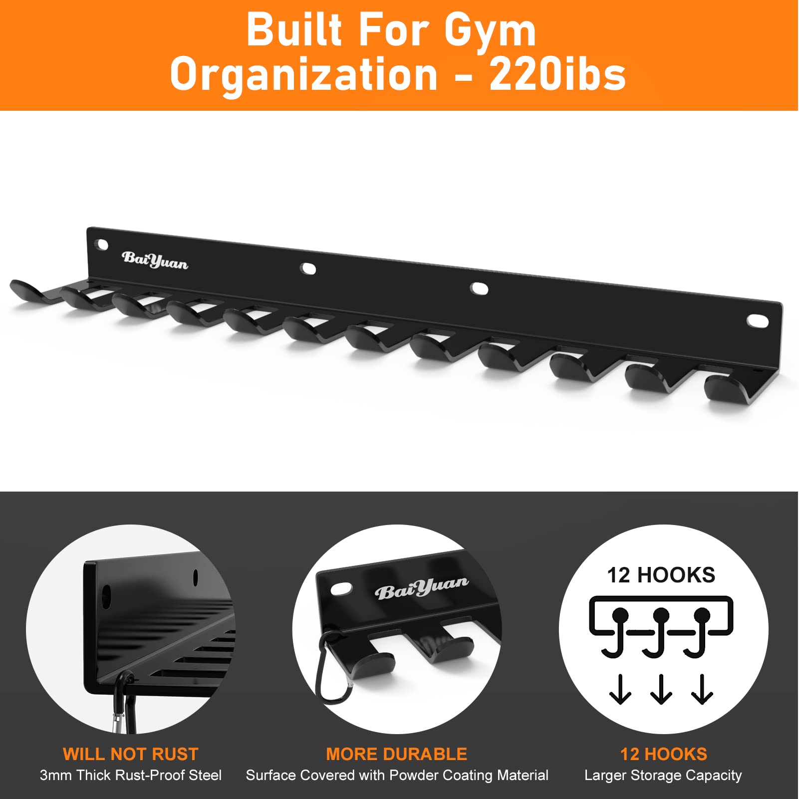 Heavy Duty Wall Mount Gym Storage Rack - 26