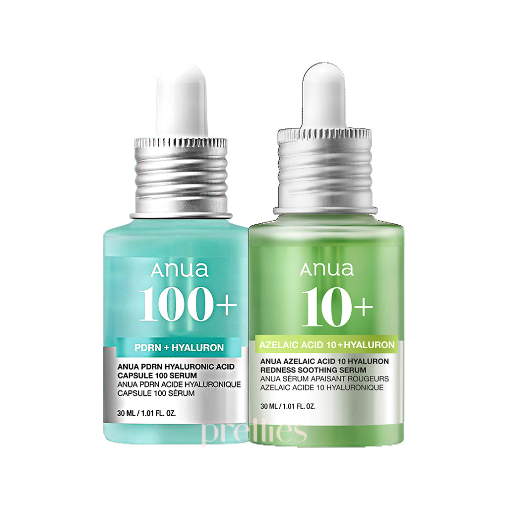 ANUA Hydrate & Soothe Serum Duo Set - Korean Skincare for Dry & Sensitive Skin - Hydrating & Calming Facial Treatment for Day & Night Use