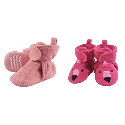Hudson Baby Fleece Booties 2-Pack, Pink Flamingo 0-6M - Cozy Winter Footwear
