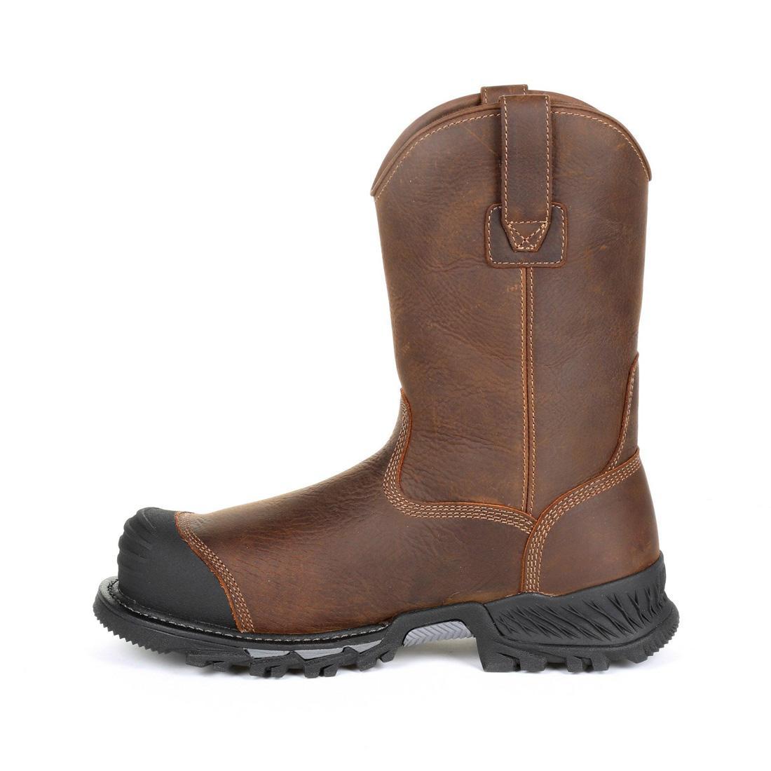 Rumbler Composite Toe Waterproof Pull-On Work Boots for Men - Slip Resistant Safety Shoes for Construction, Warehouse & Outdoor Work