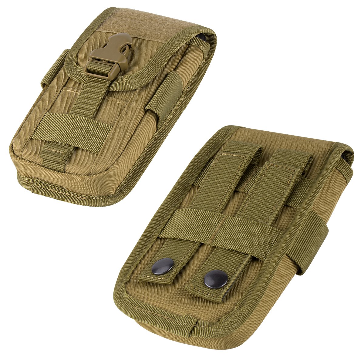 Tactical Phone Holster Pouch for iPhone 16 Pro/15 Pro - Molle Compatible Waist Belt Holder with US Flag Patch - Fits 4.7