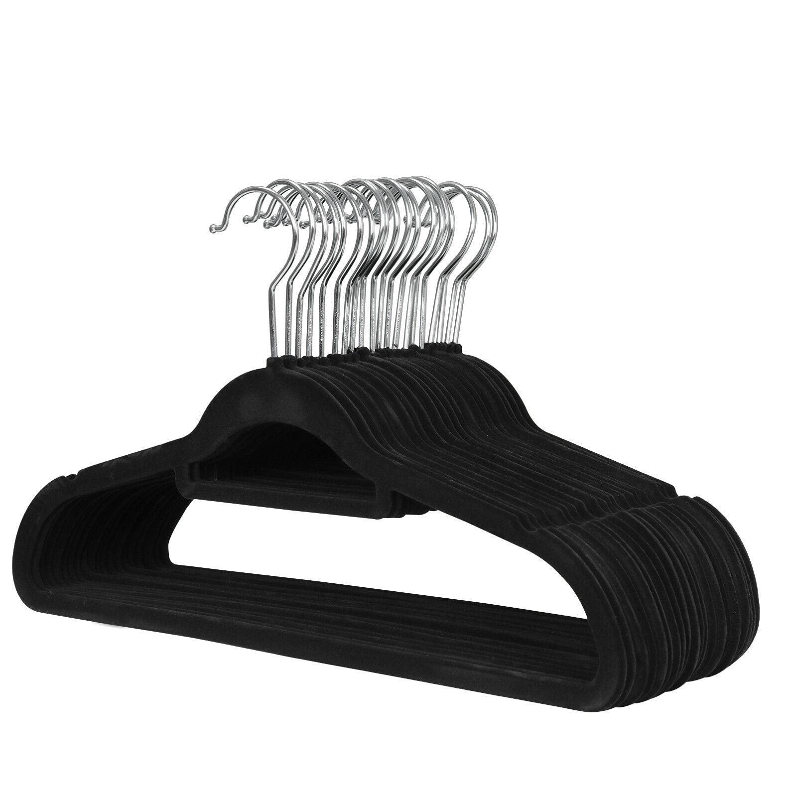 100-Pack Black Velvet Hangers for Suits, Shirts & Pants - Premium Closet Organizer for Home, Dorm & Wardrobe Organization - Space-Saving Clothes Rack Accessories for Men's & Women's Fashion Storage
