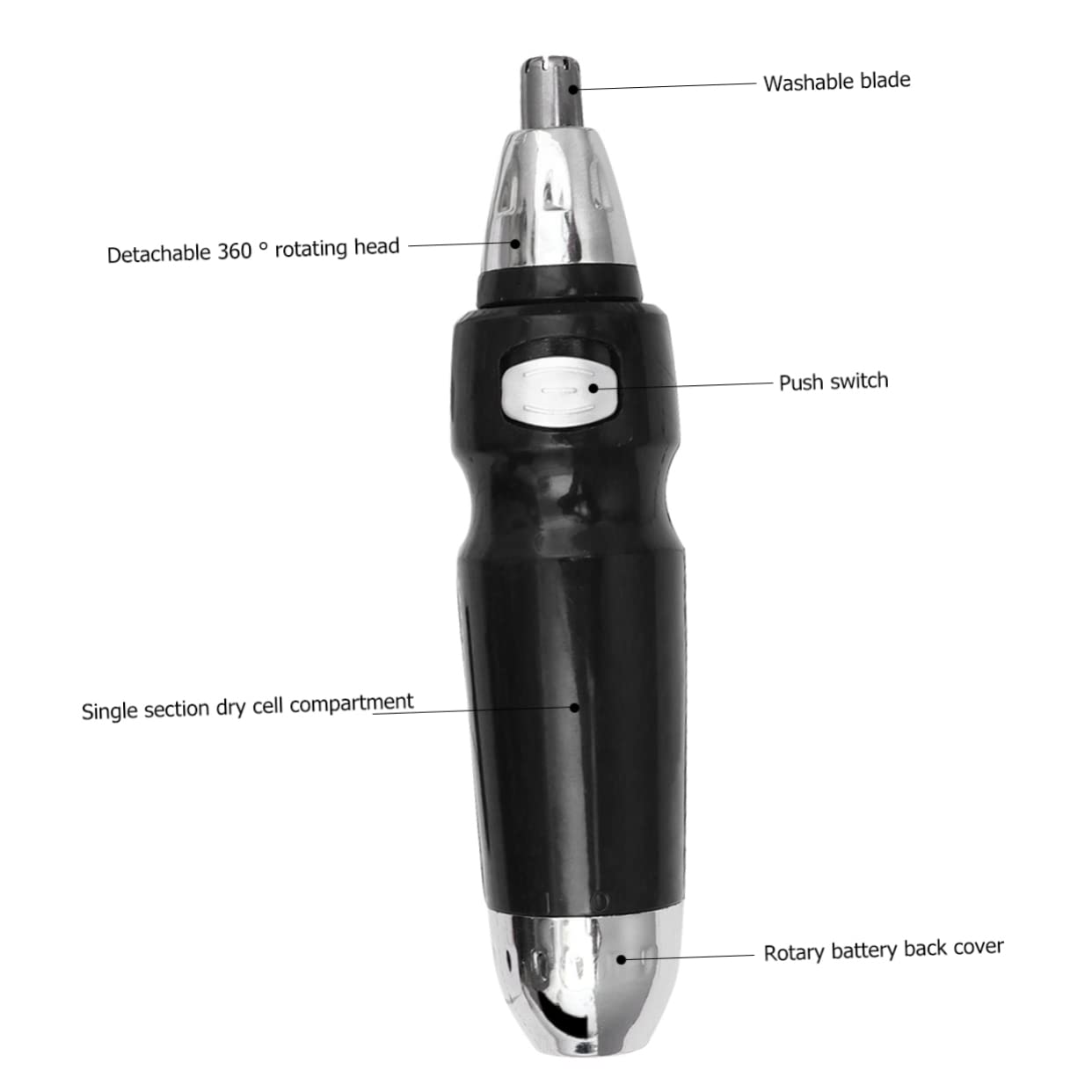 Electric Nose & Ear Hair Trimmer for Men - Hemoton Rechargeable Facial Grooming Kit with Ear Wax Cleaner, Black | Perfect for Travel, Home Use & Personal Grooming