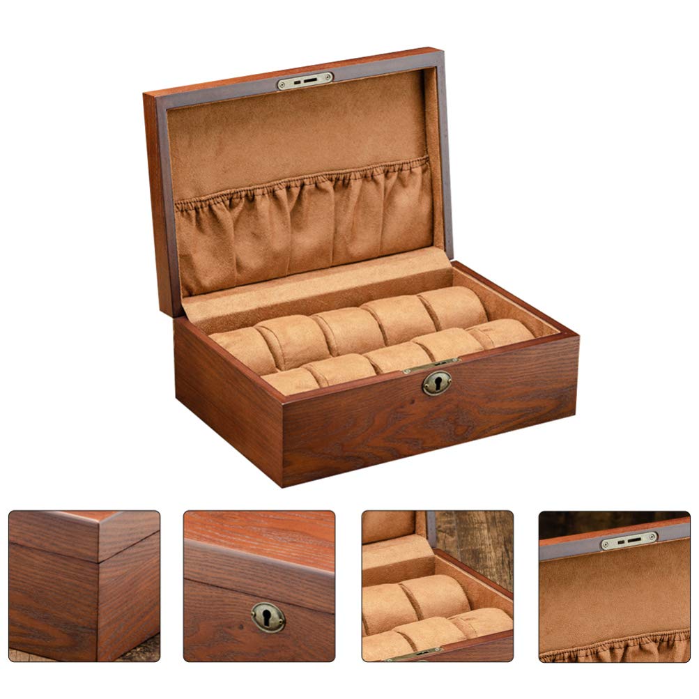 Hemobllo 1pc Premium Wooden Watch Box - Luxury Watch Storage Case & Organizer with Glass Top for Men and Women - Perfect for Watch Collection Display, Travel, and Gift Giving