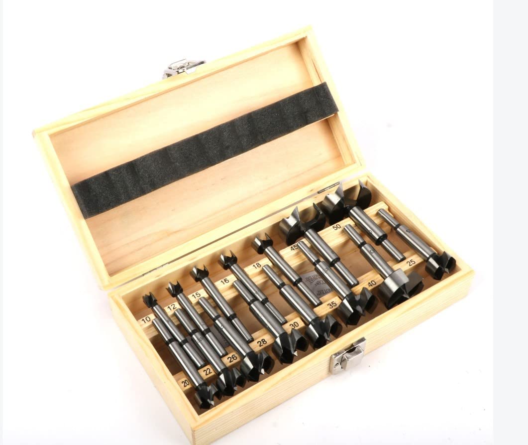 15 Pcs Forstner Bit Set 2/5-2 Inch (10-50mm) - High Carbon Steel Wood Drilling Bits for Woodworking, Cabinetry & DIY Projects - Includes Storage Case - Perfect for Furniture Making, Door Hinge Installation & Craft Projects