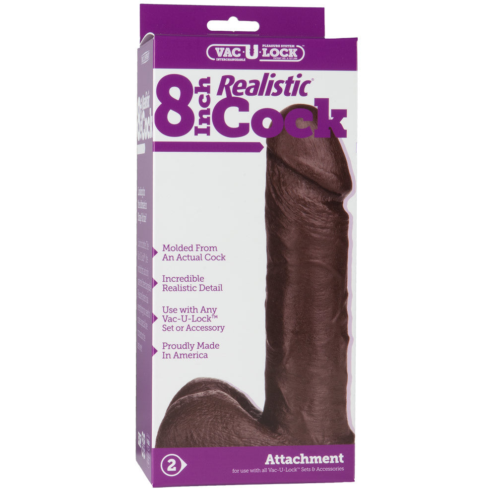 Doc Johnson Vac U Lock 8 Inch Realistic Silicone Dildo - Ultra Lifelike Adult Toy for Couples & Solo Play - Perfect for Strap-Ons & Bondage Accessories