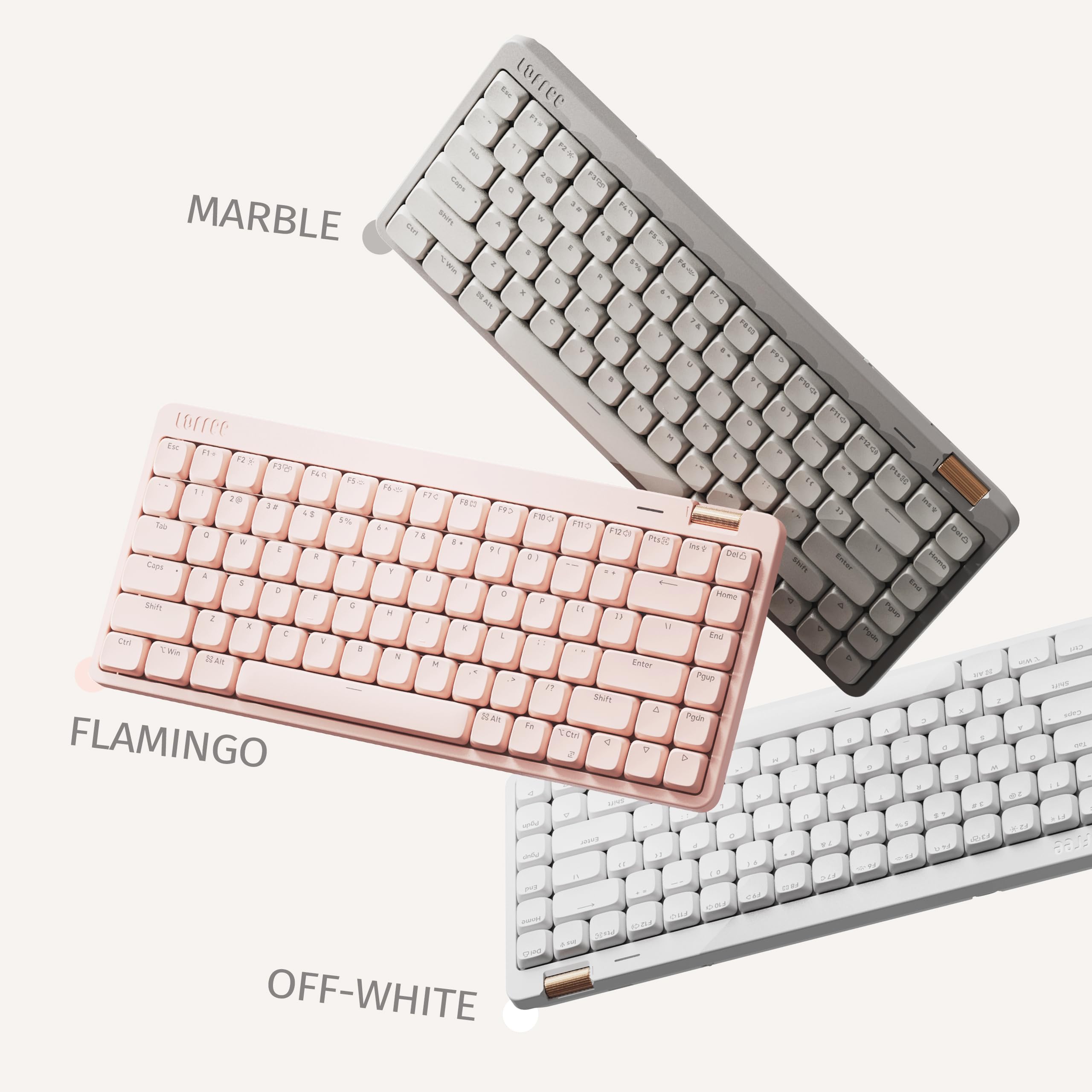 Flow Lite 100 Keys Low Profile Mechanical Keyboard - Wireless/Wired RGB Gaming Keyboard with Hot-Swappable Linear Switches, Bluetooth 5.1 & 2.4G for Windows/Mac, Rechargeable Battery (Marble White) - Perfect for Office Work, Gaming & Typing Enthusiasts