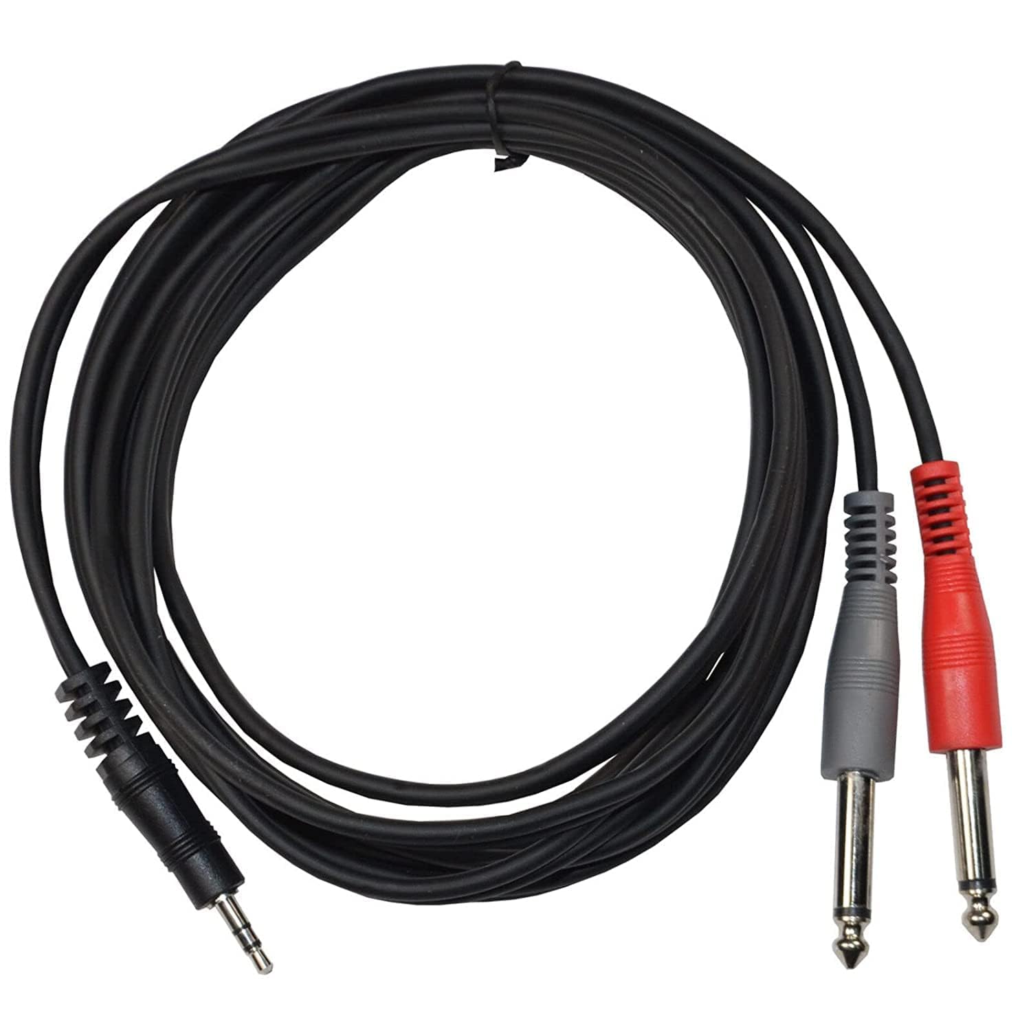 HQRP 10 ft Balanced 1/8 Inch (3.5mm) TRS to Unbalanced Dual 1/4 Inch (6.35mm) TS Audio Cable - High-Quality Speaker, CD Player, MP3 Player, Walkman Connection for Home Studio, DJ Equipment, and Live Performances