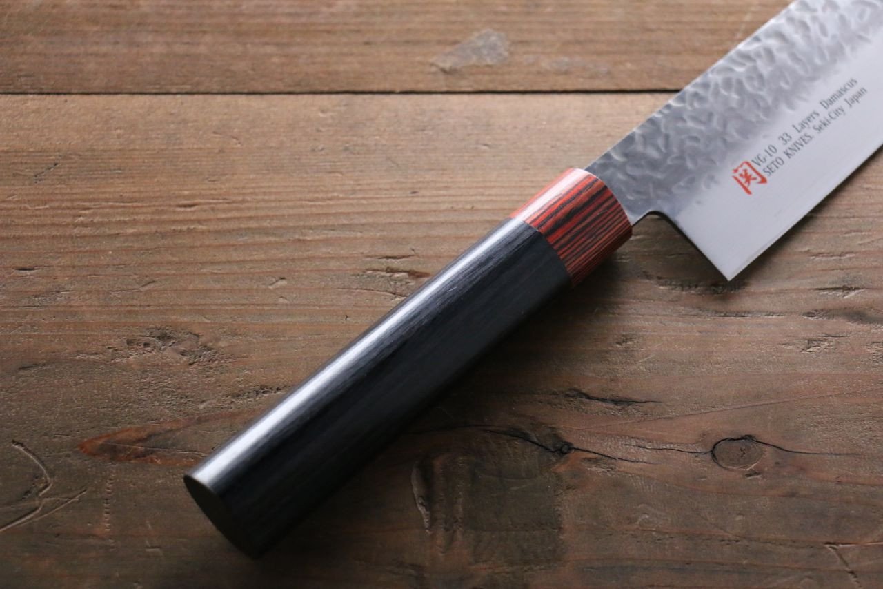 Premium Iseya VG10 Damascus Steel Santoku Knife 7 Inch - Japanese Kitchen Knife for Professional Chefs & Home Cooking - Perfect for Slicing, Dicing & Chopping Vegetables, Meat & Fish