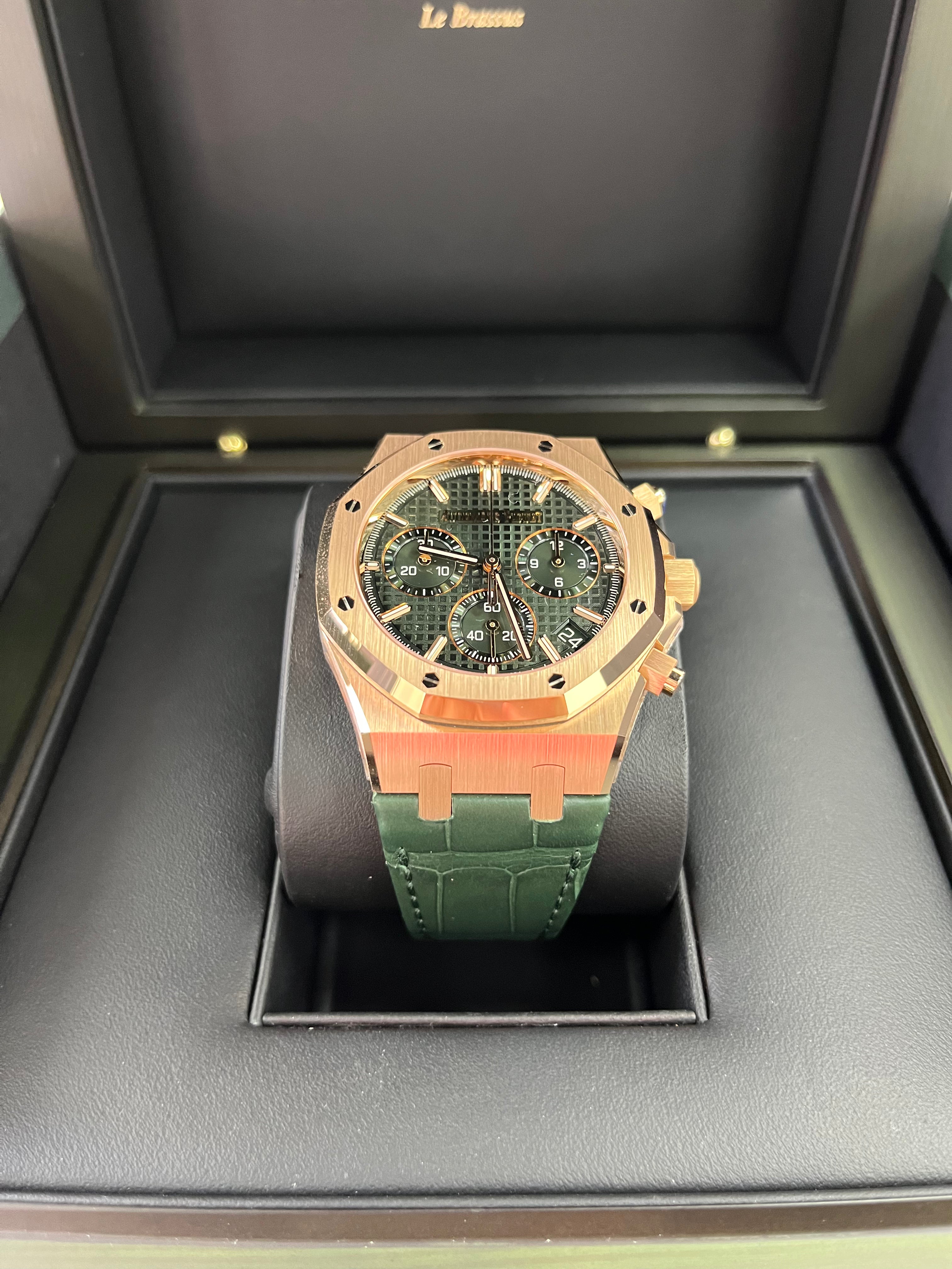 Audemars Piguet Royal Oak Selfwinding Chronograph 50th Anniversary Watch - Green Dial, Green Leather Strap (Ref #26240OR.OO.D404CR.01) | Luxury Swiss Timepiece for Men, Perfect for Special Occasions & Collectors
