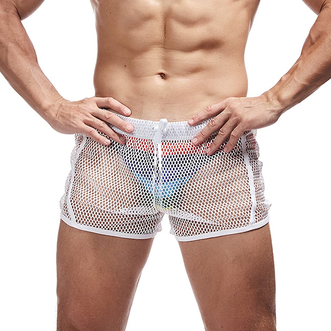 **Men's Mesh Shorts - Breathable See-Through Boxer Briefs for Comfort & Style - Perfect for Gym, Sleep & Summer Wear**